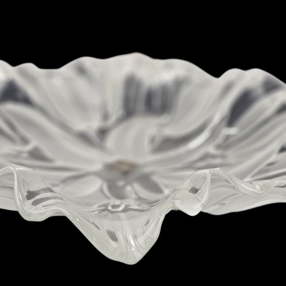 Mikasa Tulip Satin Frosted Flower Glass Crystal Dish Platter Heavy Centerpiece‎ - Picture 7 of 13